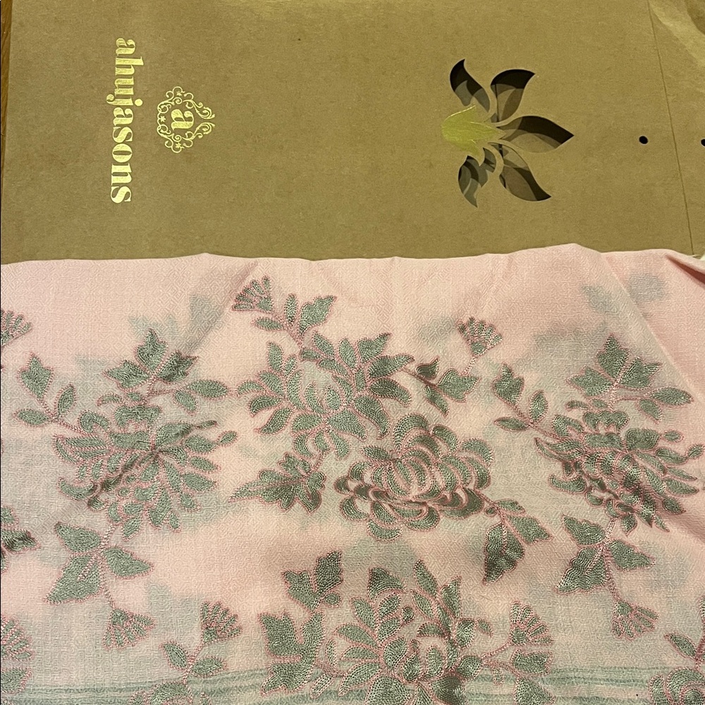 Pink and Gray Floral Scarf by Ahujasons